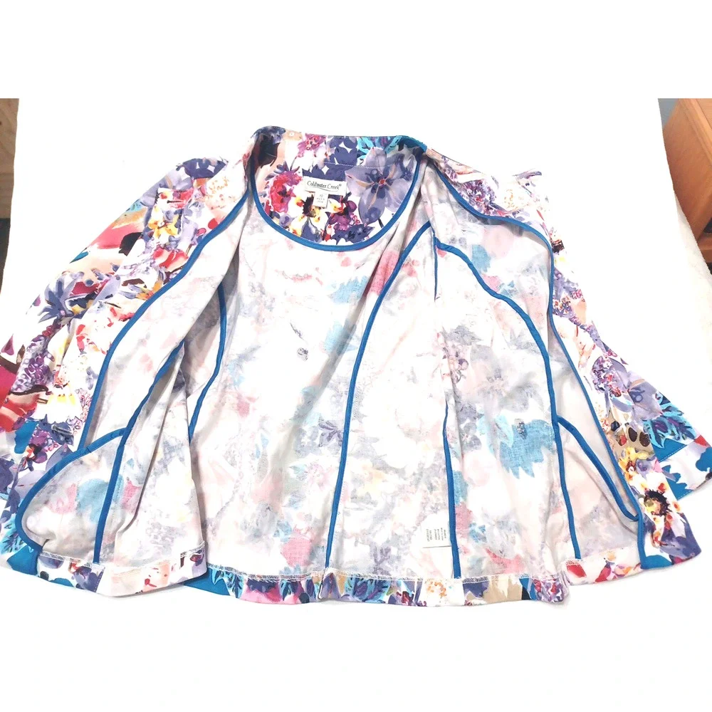 Coldwater Creek Women's Colorful Floral Button Jacket Blazer Sz 10 Unlined